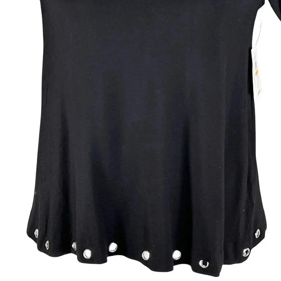 Kensie NWT Stitch Fix Exclusive Womens S Black Bell Sleeve Top Grommet Hem Fairy - Picture 5 of 16